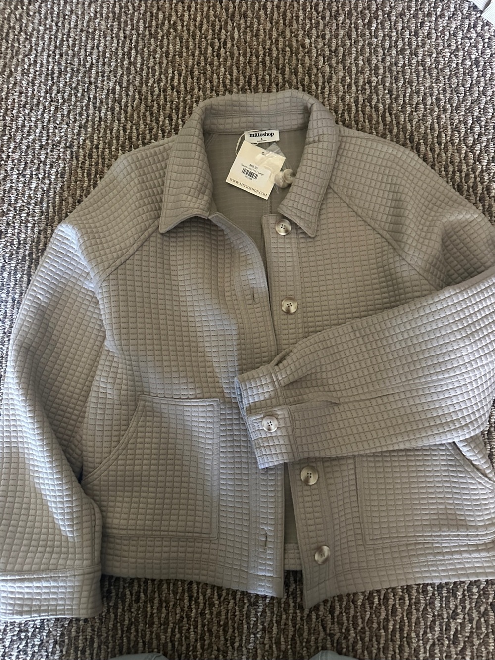 mittoshop Light Gray Quilted Jean Jacket